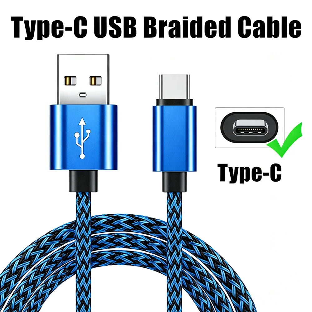 Alloy Braided Type C USB Fast Charge Cable For Samsung Xiaomi Redmi POCO Huawei Honor OPPO VIVO Quick Charging USB Type-C Cables