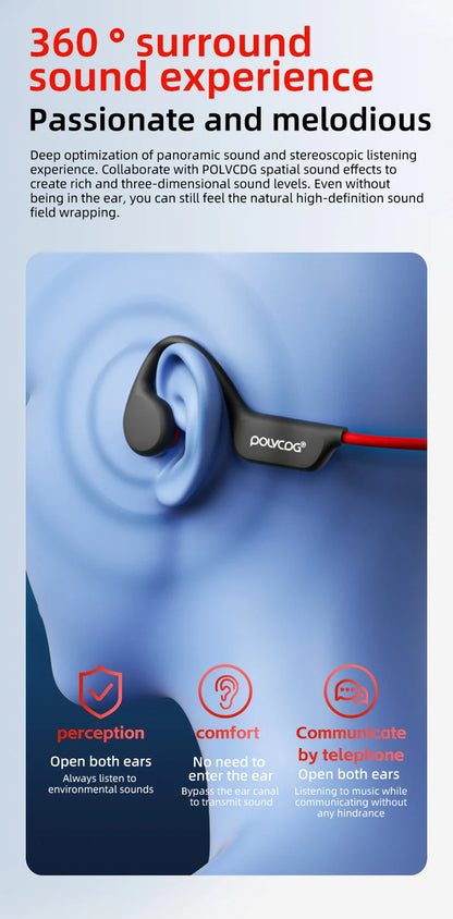 POLVCDG Bone Conduction Headset X7 IPX8 32GB Memory 5.3 Bluetooth Wireless Headset with Microphone Waterproof Swimming 2023new