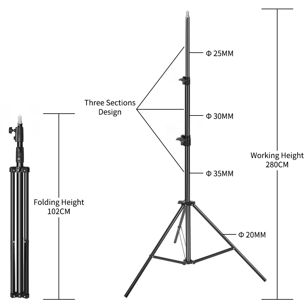 Super Stable Stainless Steel Big Tripod 2.8M Foldable Lighting Stand Tripod Photography For Fill Spot Light Softbox Photo Studio