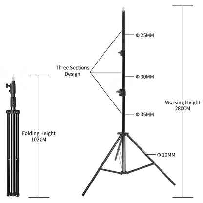 Super Stable Stainless Steel Big Tripod 2.8M Foldable Lighting Stand Tripod Photography For Fill Spot Light Softbox Photo Studio