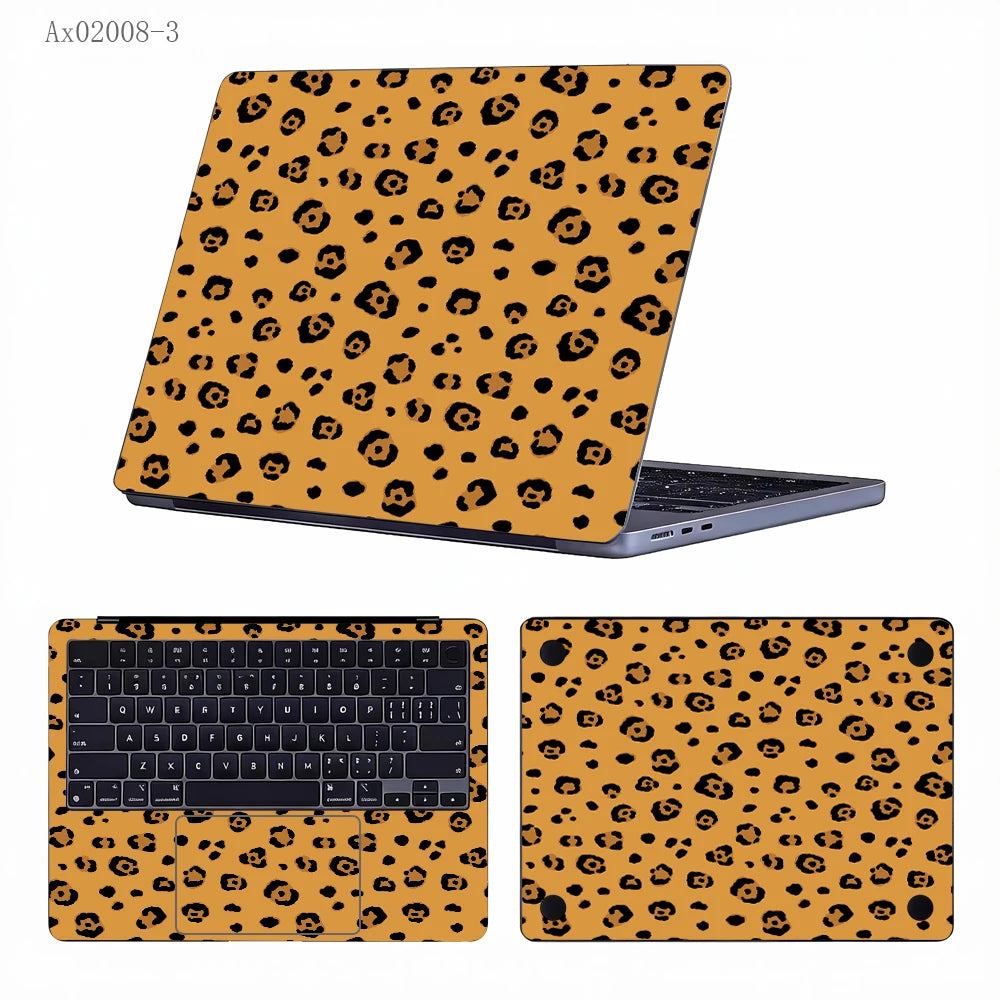 2 pcs Aesthetic Light Leopard Laptop Stickers Set Self-Adhesive Removable Laptop Covers for MacBook Notebook Protective Skins