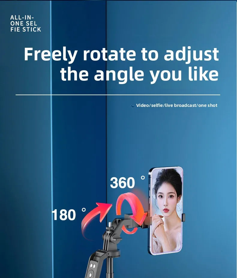 A14 Bluetooth Selfie Stick 1.8M Aluminum Alloy Tripod Stand with One-Key Pop-Up for Phone Live Streaming and Photography
