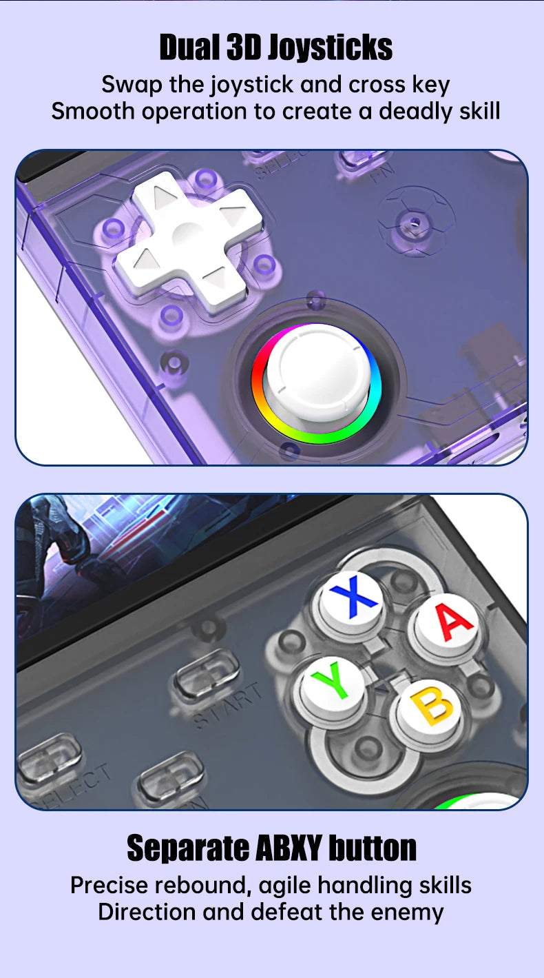 R36 Ultra X Open Source Portable Game Device 4.5 Inch Full‑Laminated IPS Screen Quad‑Core Processor RGB Light Joystick Vibration