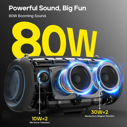 Tribit StormBox Lava 80W Bluetooth Speaker Portable Wireless Speaker IP67 24H Playtime Deep Bass XBass TWS Pairing Outdoor Party