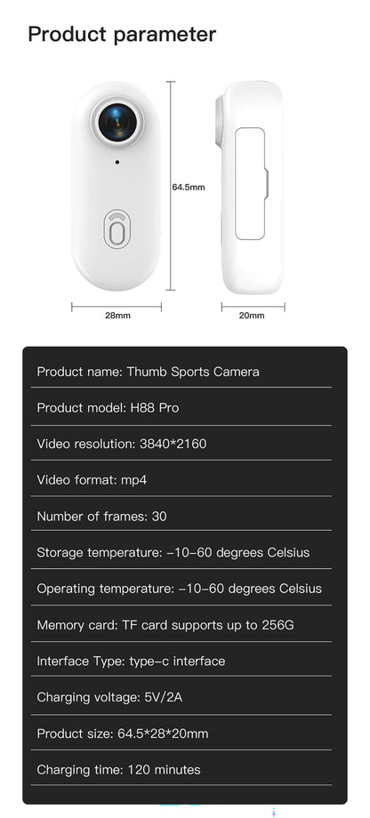 4K 1080P Mini Body Camera Helmet Handlebar Motorcycle Road Sport Cam Battery Body cam POV Vlog Sports Action Wifi H88 camera