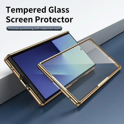 Magnetic Hinge Protection Free Folding Case For Samsung Galaxy Z Flip Fold 8 Ultra 7 6 5 4 3 Electroplated Plain Leather Cover