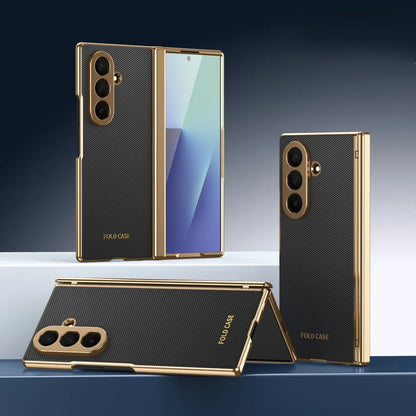 Magnetic Hinge Protection Free Folding Case For Samsung Galaxy Z Flip Fold 8 Ultra 7 6 5 4 3 Electroplated Plain Leather Cover
