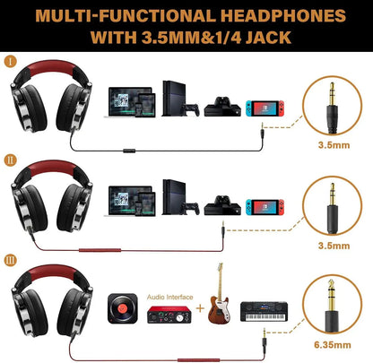 Oneodio Professional DJ Headphones Over Ear Studio Monitor Headset With Microphone HIFI Wired Bass Gaming Headset For Phone