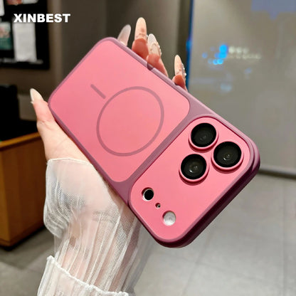 Shockproof Frosted Contrast Color Magnetic Case For iPhone 17 16 15 14 13 12 11 Pro Max Magnetic Capa Lens Protection Cover