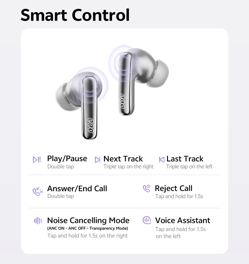 QCY HT18 MeloBuds N70 Wireless Earphones Bluetooth 6.0 Hi-Res with LDAC Audio Earbuds Hybrid ANC Dual Driver Headsets 50Hrs IPX5