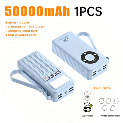Oloey 2026 100000mAh Power Bank, 120W Super Fast Charging, Large Capacity, Built-in 4 Cables, Portable External Battery Charger