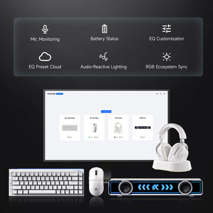 MCHOSE V9 Turbo+ E-sports Magnetic Wireless Gaming Headset 7.1 Surround Sound 90° Swivel Ear Cups Low Latency Magnetic Charging