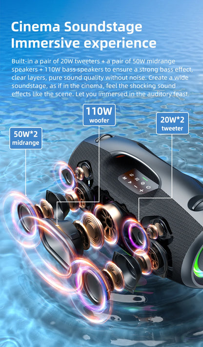 ZEALOT S89 Wireless Speaker 250W Portable Outdoor with RGB Color Lights Long 48000mAh Battery up to 8 Hours Playtime