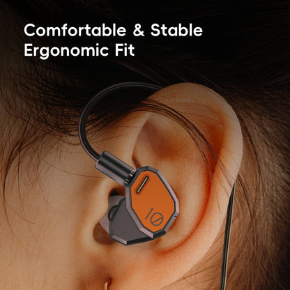 HiBy Yacht10 Dynamic Mg & Al Alloy Dome Polymer Diaphragm Dual Magnetic Core 1.2T Magnetic Force Coaxial Cable IEM Earphones