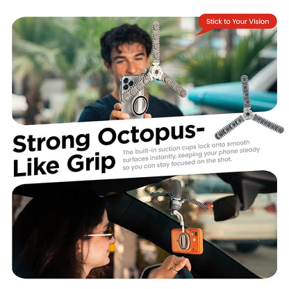 JOBY PZ01 PodZillaᵀᴹ Magnetic Octopus Suction Tripod with 360° Adjustable Flexible Tripod for Iphone 17 16 15 Android Car Vlog