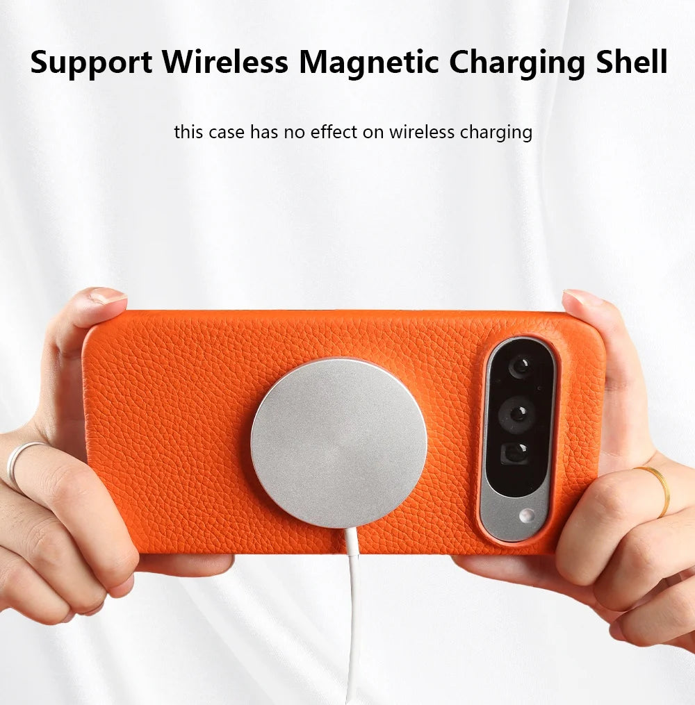Genuine Leather Magnetic Case for Google Pixel 11 Pro Pixel 10 9 7 8 6 Full Protection Magnet for Magsafe Cases Shockproof Cover