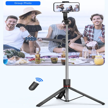 FANGTUOSI Selfie Stick Tripod with Bluetooth Remote, 6-Section Extendable Pole, 360° Rotation, Fill Light Option, for Phone Vlog