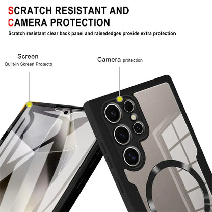 360° Full Shockproof Case for Samsung Galaxy S25 S24 S23 S22 S21 Ultra Plus FE Wireless Charging Transparent Cover