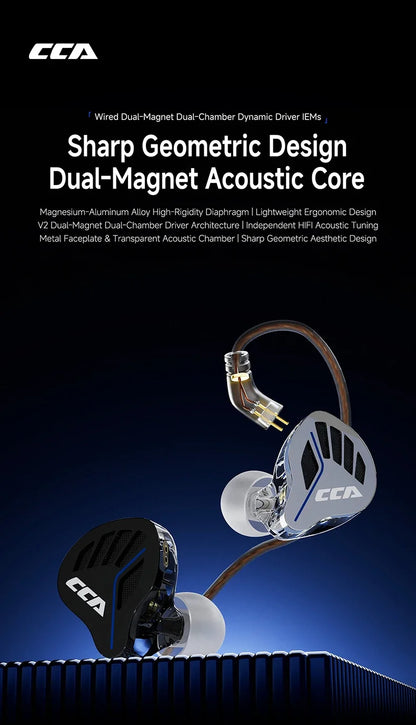 CCA-akx Wired In-Ear Headphones for Live Monitoring, High-Quality HiFi, 3.5mm Interface with Dedicated Anchoring.
