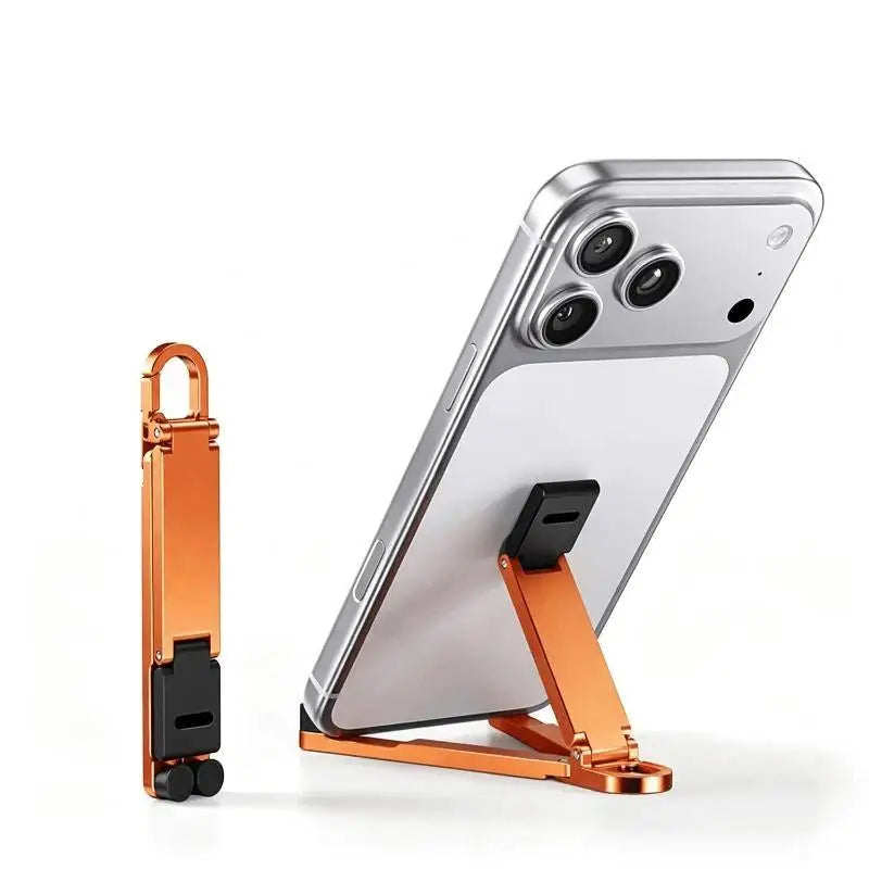 (.) Mini Foldable Keychain Phone Stand Multi-Angle Adjustable Lightweight Hands-Free Cell Phone Holder For Travel Desk