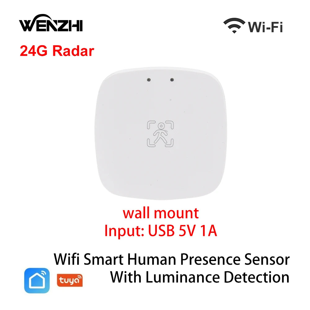 ZigBee / Wifi MmWave Human Presence Motion Sensor With Luminance/Distance Detection 5/110/220V Tuya Smart Life Home Automation