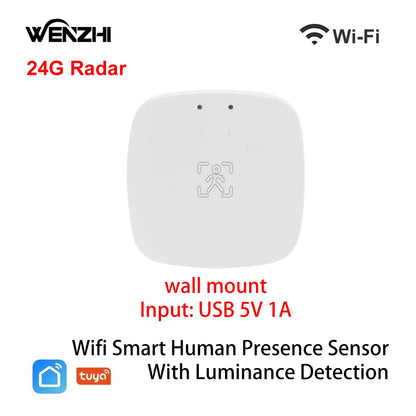 ZigBee / Wifi MmWave Human Presence Motion Sensor With Luminance/Distance Detection 5/110/220V Tuya Smart Life Home Automation