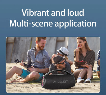 ZEALOT S97 80W Portable Bluetooth Speaker High Volume Waterproof 16000mAh Wireless TWS Subwoofer Suporrt USB/TF/AUX RGB Light.