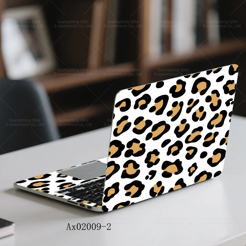 2 pcs Aesthetic Light Leopard Laptop Stickers Set Self-Adhesive Removable Laptop Covers for MacBook Notebook Protective Skins