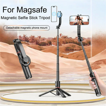 Mini Bluetooth Magnetic Selfie Stick Tripod For iPhone Android Magsafe Tripod Travel Monopod With Remote Mobile Phone Stabilizer