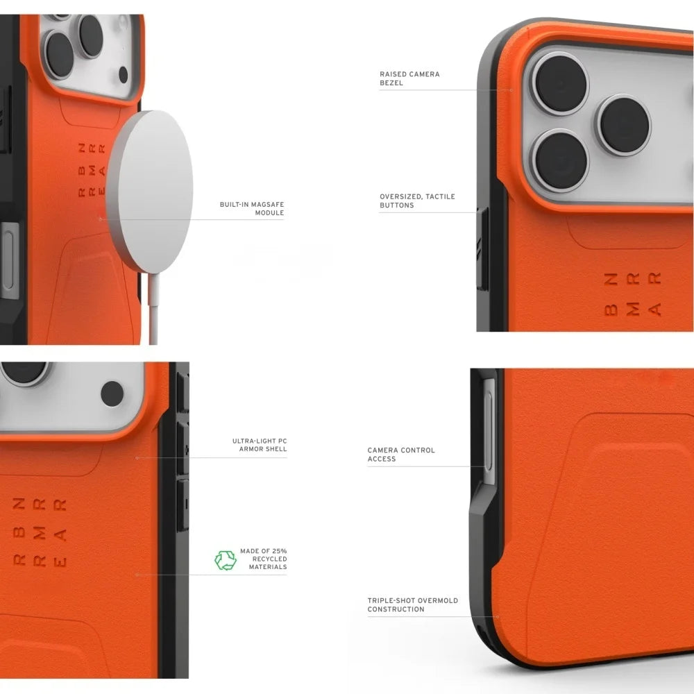 Magnetic Shockproof Armor Phone Protective Case For iPhone 17 Pro Max 17Air 16 15 14 13 12 Ua-g Heavy Impact-Resist Rugged Cover
