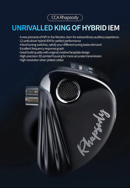 CCA Rhapsody4 Dynamic Coil 8 Dynamic Iron Coil High Quality HIFI Detachable Cable In Ear Noise Reduction Wired Earphones