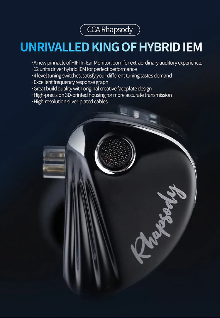 CCA Rhapsody4 Dynamic Coil 8 Dynamic Iron Coil High Quality HIFI Detachable Cable In Ear Noise Reduction Wired Earphones