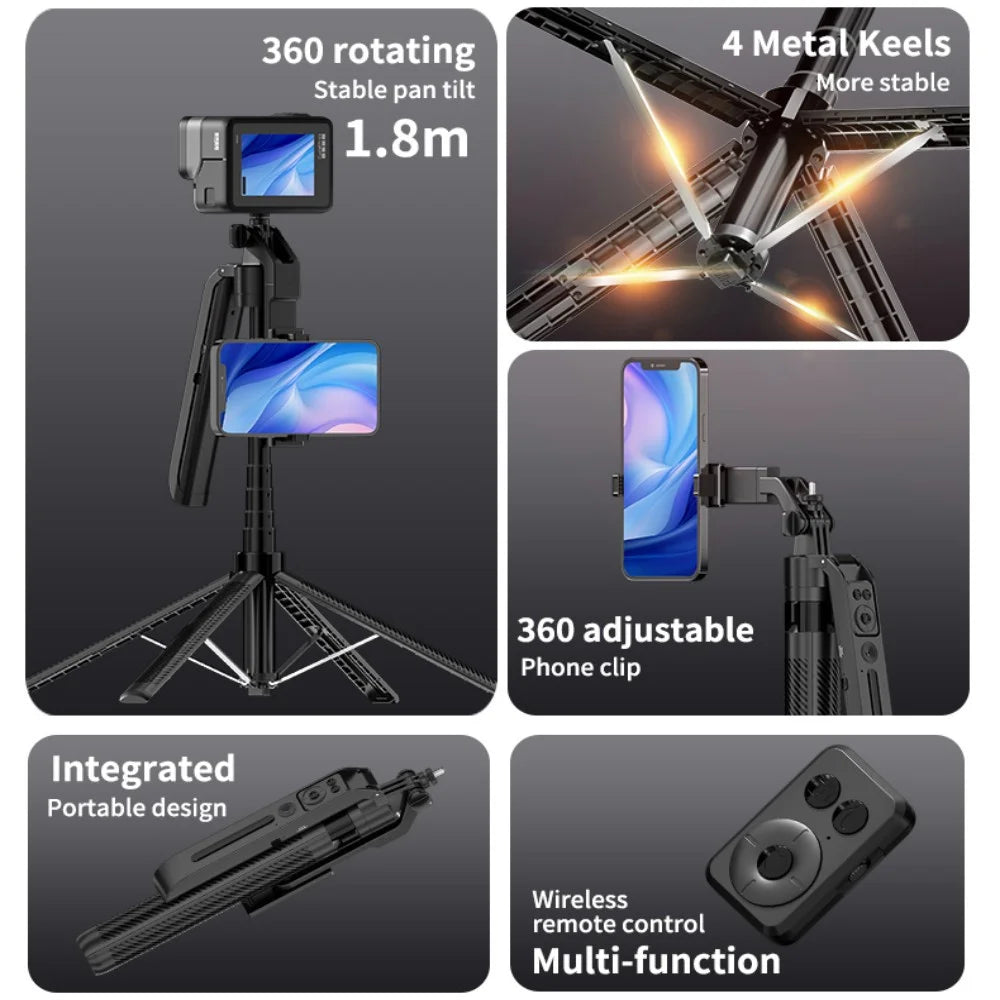 COOL DIER C12 AI Tracking Gimbal Tripod Gimbal Stabilizer Wireless Selfie Stick Foldable Holder With Bluetooth Shutter For Live