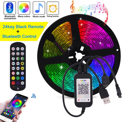 5V USB RGB LED Strip Light Remote Control 5050 30LED/m 5m 10m Lights Tape TV Backlights Home Decoration 0.5/1/2/3m Black PCB