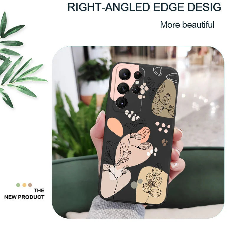 Abstract Plants Phone Case For Samsung Galaxy S25 S24 S23 S22 S21 S20 Ultra Plus FE S10 S9 S10E Note 20 Ultra 10 9 Plus Cover