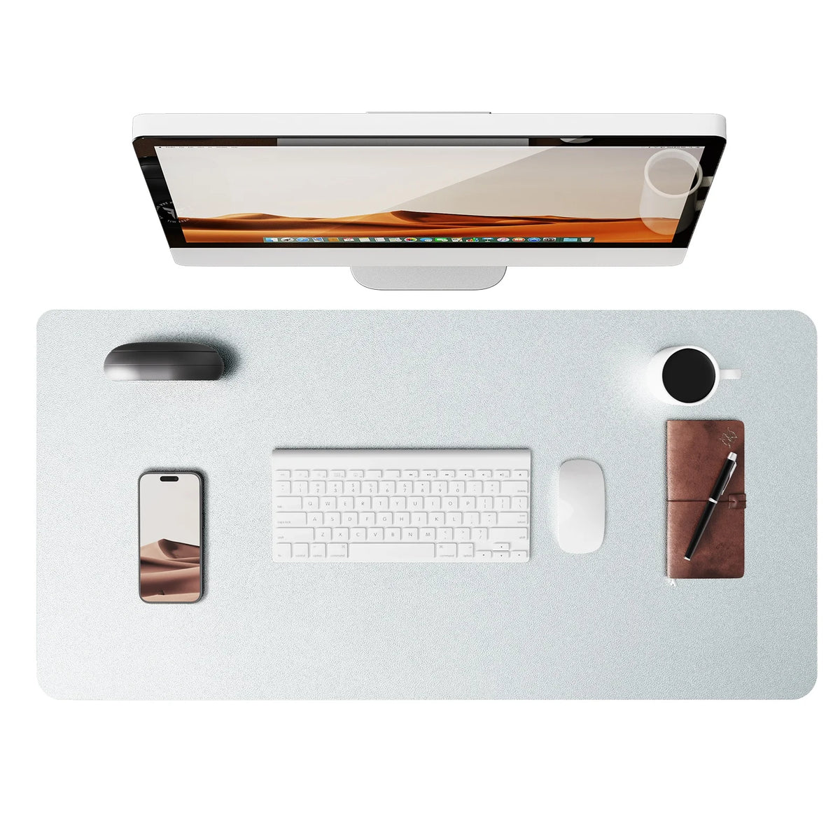 Large Mouse Pad,Office Desk Mat, Leather Desk Pad Protector, Non-Slip PU Leather Desk Blotter, Laptop Desk Pad