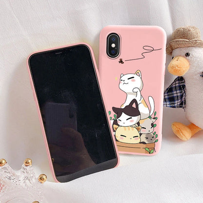 Flowers Funda For Phone Case iPhone X XS MAX XR Capa Soft Silicone Cute Cat Bear Back Cover For iPhone XR Bumper Women Anti-Fall