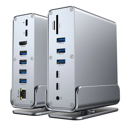 15-in-1 USB C Hub Triple Monitor 4K@60Hz DP Hub with 10Gbps USB3.2 RJ45 Gigabit PD 100W SD/TF & 3.5mm Audio for Laptops