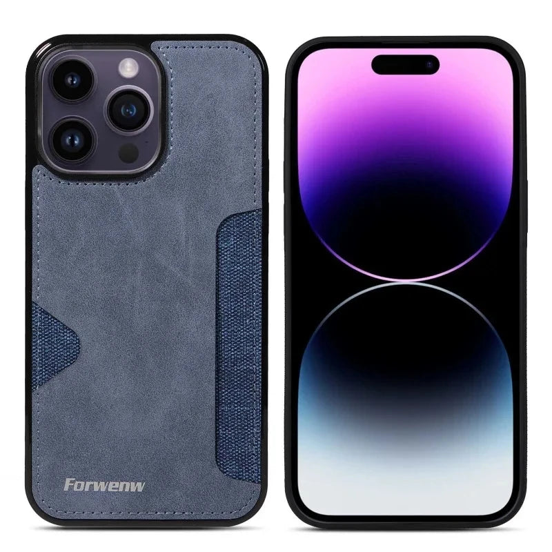 Retro Card Holder Phone Case for iPhone 18 17 16 15 14 13 12 11 Pro Max 17E Air XS XR SE 7 8 Plus Busines Wallet Leather Cover