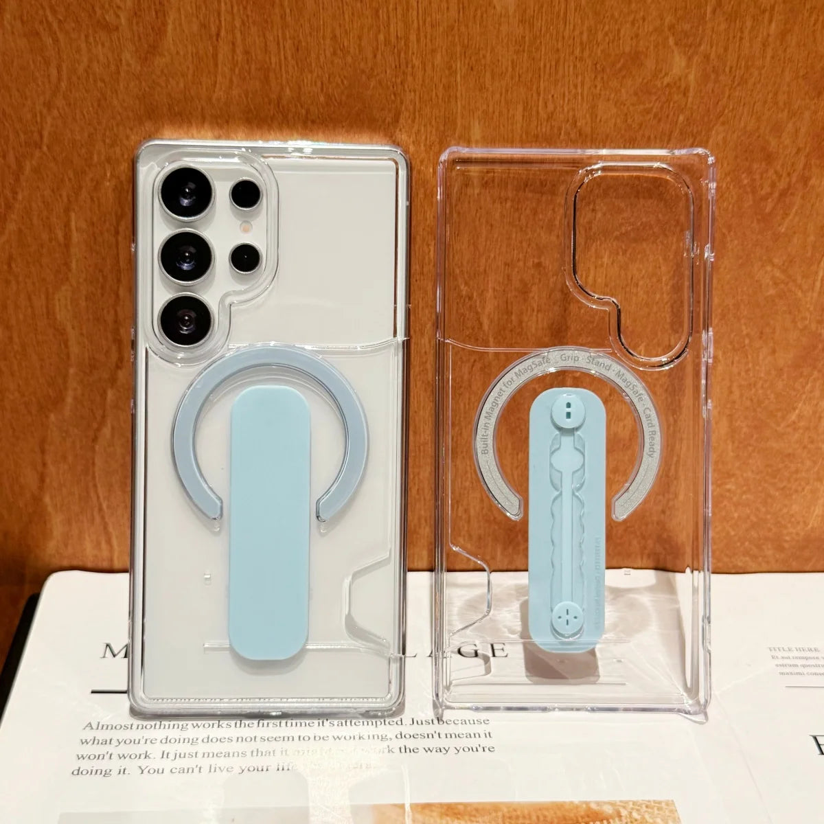 Luxury Card Holder Clear For Magsafe Magnetic Phone Case For Samsung S26 S25 S24 Plus Ultra Bracket Full Bumper Shockproof Cover