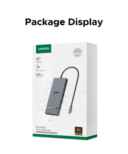 UGREEN USB HUB 4K120Hz DP Type-C to 4K60Hz 2xHDMI SD/TF RJ45 3.5mm USB3.2 Gen2 10Gbps Data for Laptop Dell HP Lenovo Accessories
