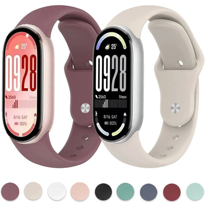 Soft Silicone Strap for Xiaomi Mi Band 10 9 8 NFC Smart Watch Sport Replaceable Bracelet Correa for Mi Band 11 Breathable Strap