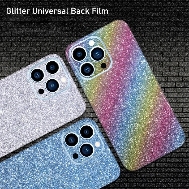 FONLYU 50PCS Bling Glitter Back Skins For iPhone Universal Decorative Rear Stickers For Screen Protector Film Cutting Machine