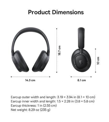 Baseus ANC Wireless Headphones 98% Adaptive Hybrid Noise Cancelling Headsets Hi-Res LDAC Headphone Bluetooth 6.0