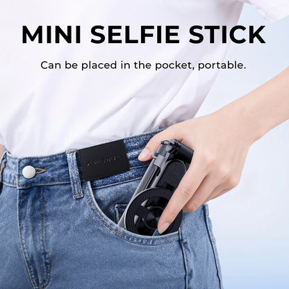 Upgraded Magnetic Phone Holder Pocket Selfie Stick 360° Rotation with Zoom Wireless Bluetooth Control for Smartphone Shooting