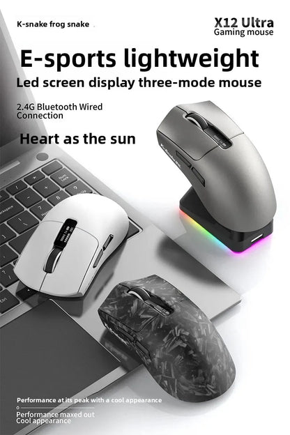 X11PRO Wireless Gaming Mouse, Tri-Mode Bluetooth+2.4G+wired,65g Lightweight, PAW3311 Sensor, 12000 DPI
