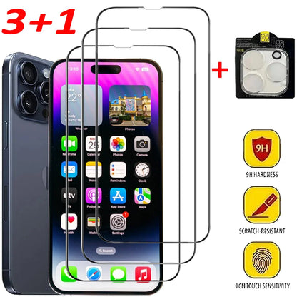 1~4Pcs Tempered Glass For iPhone 18 17 16 15 14 Pro Max Screen Protector iPhone 11 12 13 Mini Glass Film For iPhone 17 Pro