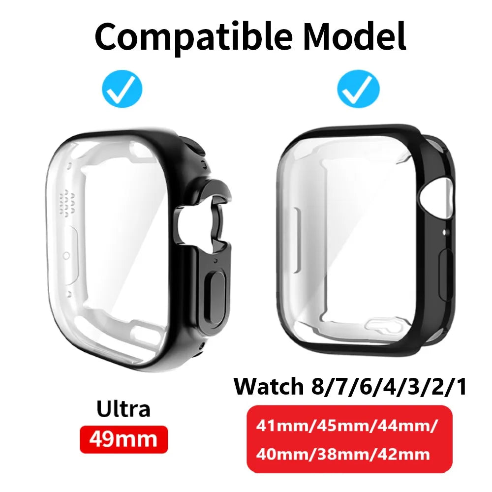 Screen Protector for Apple Watch Case 45mm 41mm 44MM 40MM 42mm 38MM Full TPU Bumper Cover Accessories iWatch Series 9 8 7 SE 6 3