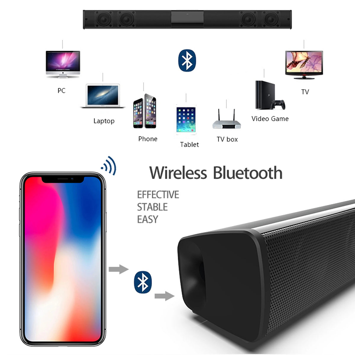 Soundbar For TV Subwoofer Bluetooth Speaker Sound Bar Box Music Wireless Radio FM Caixa De Som Big Bocina Bass Blootooth Coluna