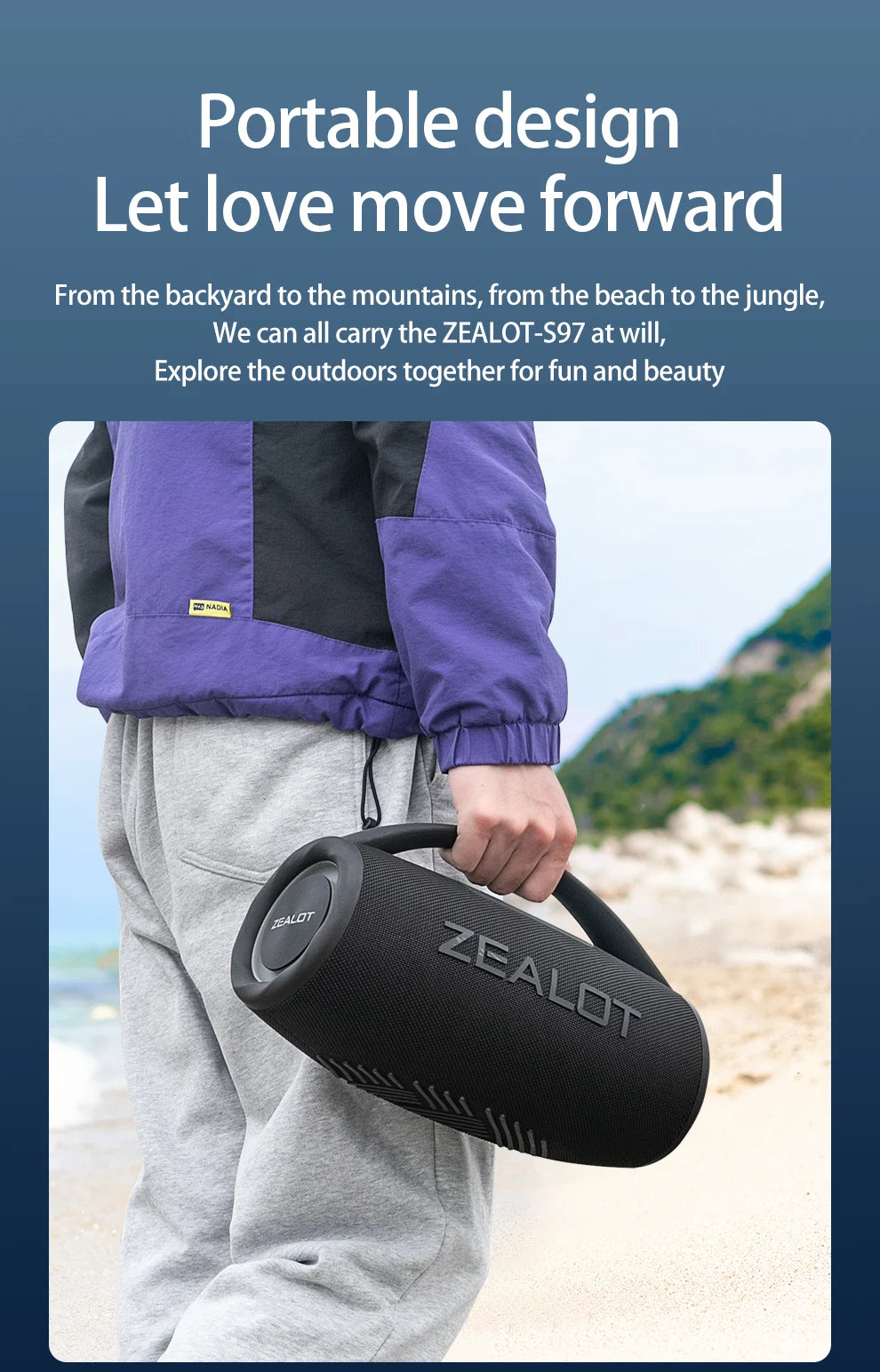 ZEALOT S97 80W Portable Bluetooth Speaker High Volume Waterproof 16000mAh Wireless TWS Subwoofer Suporrt USB/TF/AUX RGB Light.